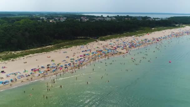 Βαλτική Θάλασσα Παραλία Στο Dabki Plaza Morze Baltyckie Aerial View — Αρχείο Βίντεο