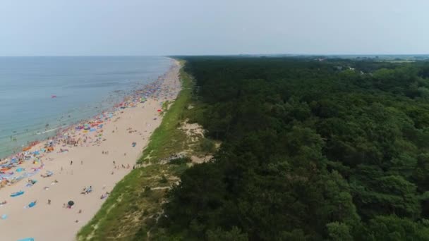 Baltische Zee Strand Dabki Plaza Morze Baltyckie Luchtfoto View Polen — Stockvideo