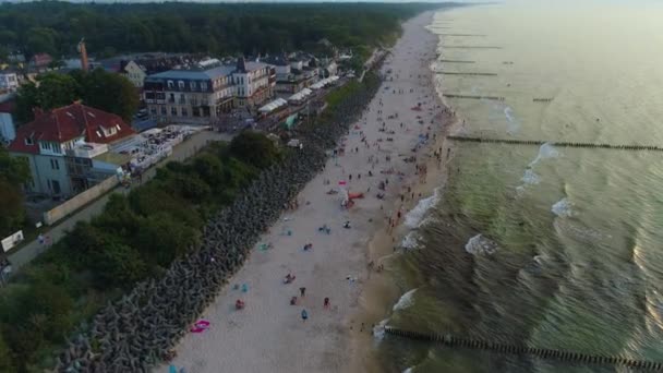 Güzel Sahil Mielno Plaza Centrum Hava Manzarası Polonya Yüksek Kalite — Stok video
