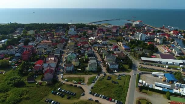 Güzel Manzara Darlowo Piekny Krajobraz Hava Görüntüsü Polonya Yüksek Kalite — Stok video