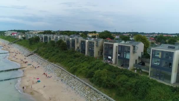 Villas Promenade Ustronie Morskie Promenada Ville Hava Manzarası Polonya Yüksek — Stok video