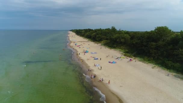 Beach Baltic Sea Gaski Plaza Morze Baltyckie Aerial View Poland — Stock Video