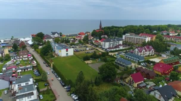 Gyönyörű Táj Sarbinowo Piekny Krajobraz Aerial View Lengyelország Kiváló Minőségű — Stock videók