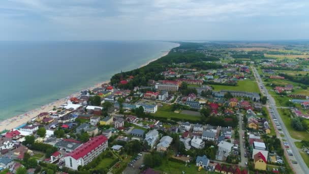 Krásná Krajina Baltské Moře Beach Sarbinowo Morze Baltyckie Aerial View — Stock video