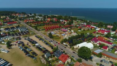 Panorama Lunaparkı Jaroslawiec Wesole Miasteczko Havacılık Görünümü Polonya. Yüksek kalite 4k görüntü