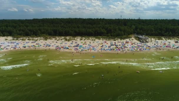 Pláž Baltské Moře Grzybowo Plaza Morze Baltyckie Aerial View Polsko — Stock video