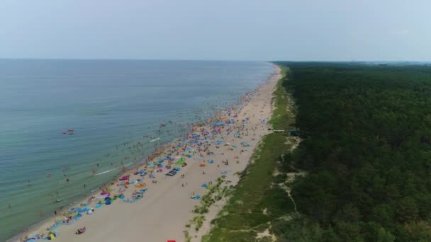 Baltic Sea Beach Dabki Plaza Morze Baltyckie Aerial View Poland — Stock Video