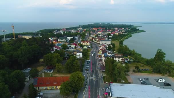 Prachtig Landschap Main Street Mielno Piekny Krajobraz Luchtfoto View Polen — Stockvideo