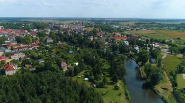 Güzel manzara Darlowo Piekny Krajobraz Hava Görüntüsü Polonya. Yüksek kalite 4k görüntü