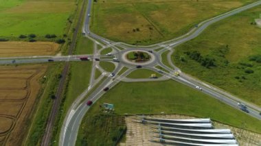 Manzara Rondo Darlowo Lotnikow Morskich Hava Görüntüsü Polonya. Yüksek kalite 4k görüntü