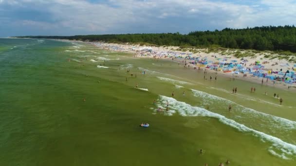Praia Baltic Sea Grzybowo Plaza Morze Baltyckie Aerial View Poland — Vídeo de Stock