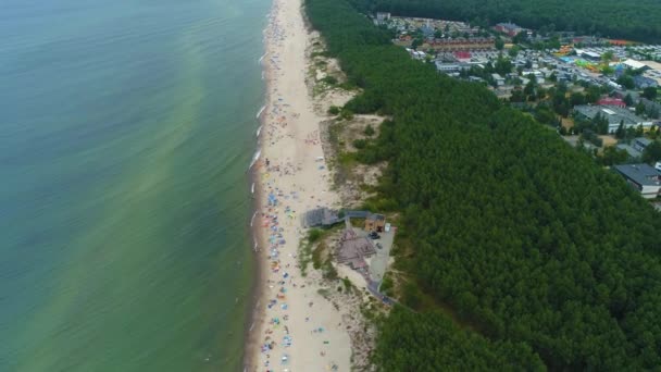 Παραλία Βαλτική Θάλασσα Lazy Plaza Morze Baltyckie Αεροφωτογραφία Πολωνία Υψηλής — Αρχείο Βίντεο