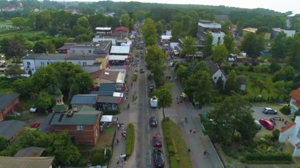 Downtown Mielno Centrum Sklepiki Aerial View Πολωνία Υψηλής Ποιότητας Πλάνα — Αρχείο Βίντεο