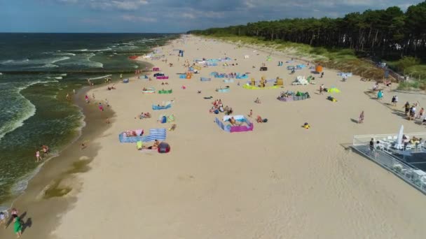 Beach Baltic Sea Dzwirzyno Plaza Morze Baltyckie Aerial View Poland — Stock Video