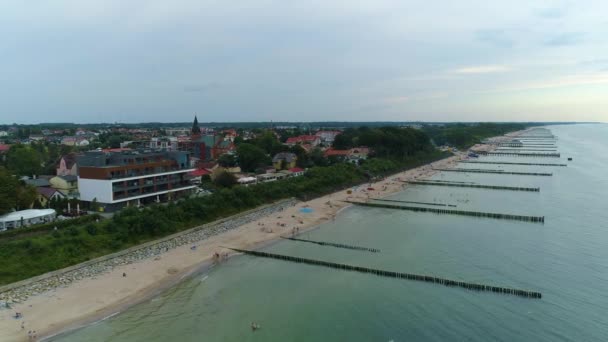 Panoráma Strand Balti Tenger Ustronie Morskie Plaza Morze Baltycki Aerial — Stock videók