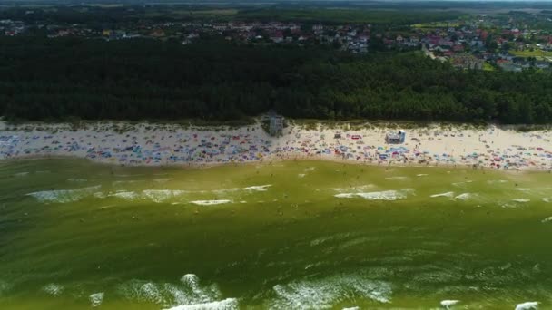 Балтийское Море Гжибой Морзе Балтыцкие Воздушный Вид Польши Высококачественные Кадры — стоковое видео