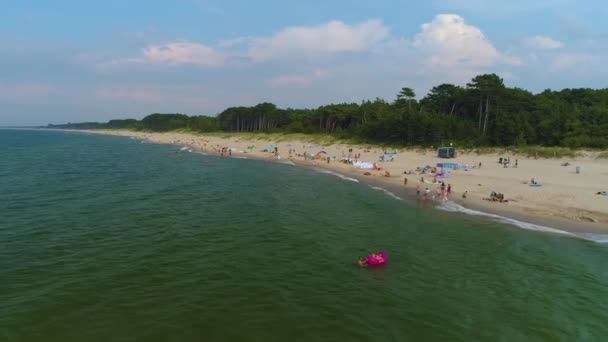 Beach Baltic Sea Uniescie Mielno Plaza Morze Aerial View Poland — Stock Video