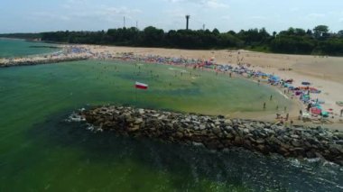 Dubai Plajı Jaroslawiec Plaza Dubaj Havacılık Görünümü Polonya. Yüksek kalite 4k görüntü