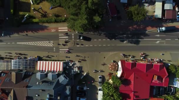 Top Main Street Dzwirzyno Wyzwolenia Luftaufnahme Polen Hochwertiges Filmmaterial — Stockvideo