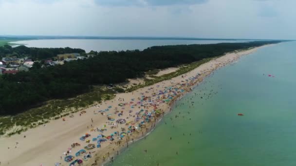 Baltic Sea Beach Dabki Plaza Morze Baltyckie Luftaufnahme Polen Hochwertiges — Stockvideo