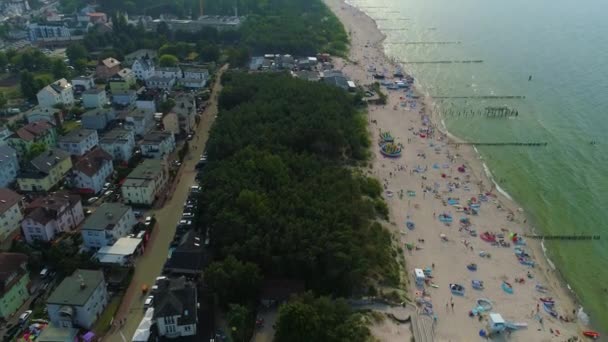 Panorama Bałtycka Plaża Uniescie Mielno Plaza Morze Widok Lotu Ptaka — Wideo stockowe
