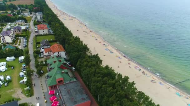 美丽的风景波罗的海海滨沙比诺沃莫泽巴尔蒂奇空中俯瞰波兰 高质量的4K镜头 — 图库视频影像