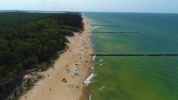 Strand Baltic Sea Wicie Plaza Morze Baltyckie Luftaufnahme Polen Hochwertiges — Stockvideo
