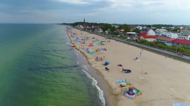 Plaża Morze Bałtyckie Sarbinowo Promenada Plaza Morze Bałtyckie Widok Lotu — Wideo stockowe