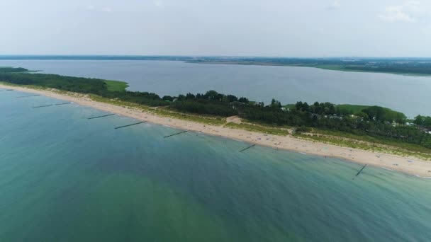 Πανόραμα Βαλτική Θάλασσα Λίμνη Bukowo Dabkowice Krajobraz Aerial View Πολωνία — Αρχείο Βίντεο