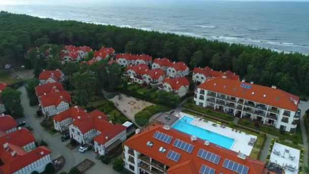 Lakóingatlan Medence Rogowo Basen Osiedle Burco Aerial View Lengyelország Kiváló — Stock videók