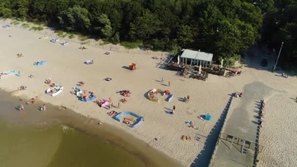 Plaża Bałtyk Niechorze Plaza Morze Baltyckie Widok Lotu Ptaka Polska — Wideo stockowe