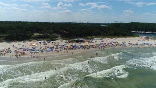 Strand Balti Tenger Mrzezyno Plaza Morze Baltyckie Aerial View Lengyelország — Stock videók