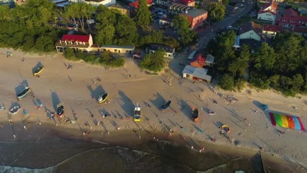 Plaza Baltic Sea Rewal Plaza Morze Baltyckie Widok Lotu Ptaka — Wideo stockowe