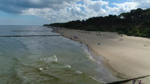 Spiaggia Mar Baltico Trzesacz Plaza Morze Baltyckie Vista Aerea Polonia — Video Stock