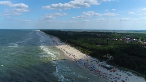 Παραλία Βαλτική Θάλασσα Mrzezyno Plaza Morze Baltyckie Aerial View Πολωνία — Αρχείο Βίντεο