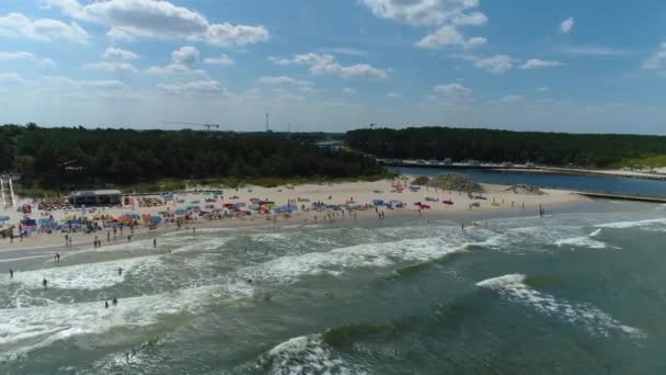 Strand Baltic Sea Mrzezyno Plaza Morze Baltyckie Antenn View Poland — Stockvideo