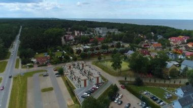 Güzel manzara Pustkowo Piekny Krajobraz Hava Manzarası Polonya. Yüksek kalite 4k görüntü