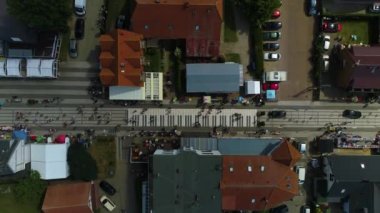 Tepeden Aşağı Avlu Trzesacz Deptak Hava Görüntüsü Polonya. Yüksek kalite 4k görüntü