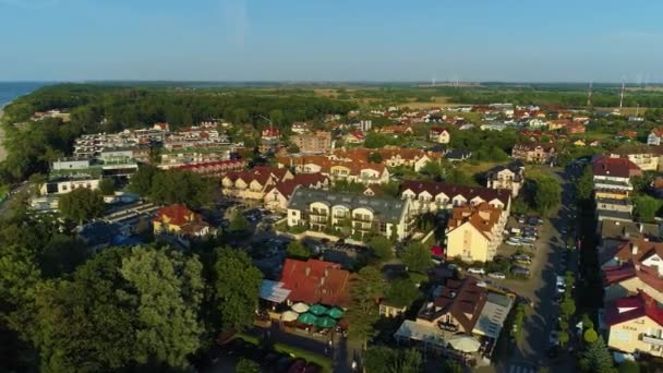 Vackra Landskap Lägenheter Rewal Piekny Krajobraz Flygfoto Polen Högkvalitativ Film — Stockvideo