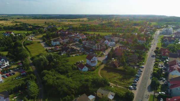 Prachtig Landschap Niechorze Piekny Krajobraz Luchtfoto View Polen Hoge Kwaliteit — Stockvideo