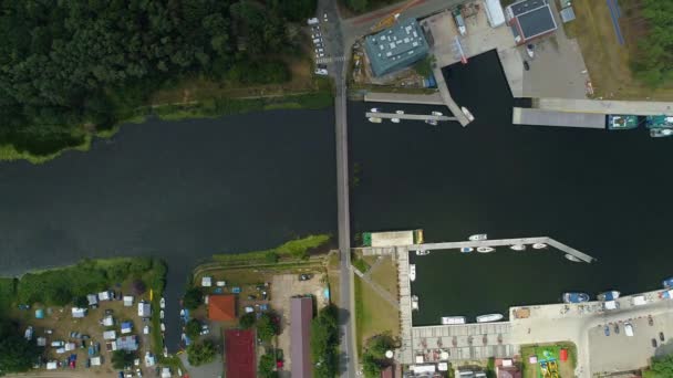 Liman Köprüsü Nden Aşağı Mrzezyno Rzeka Rega Hava Manzarası Polonya — Stok video
