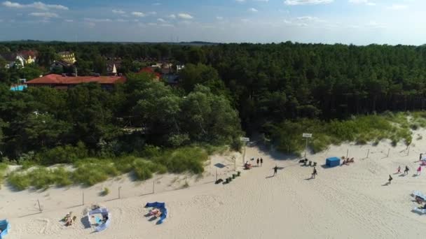 Plaża Niechorze Plaza Aerial View Poland Wysokiej Jakości Materiał — Wideo stockowe