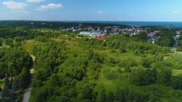 Krásná Krajina Mrzezyno Krajobraz Aerial View Polsko Vysoce Kvalitní Záběry — Stock video