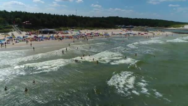 Παραλία Βαλτική Θάλασσα Mrzezyno Plaza Morze Baltyckie Aerial View Πολωνία — Αρχείο Βίντεο