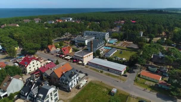 Prachtig Landschap Mrzezyno Krajobraz Luchtfoto View Polen Hoge Kwaliteit Beeldmateriaal — Stockvideo