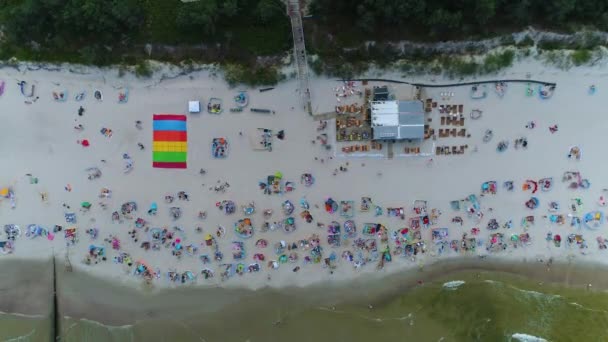 Top Beach Mrzezyno Plaza Aerial View Polen Hoge Kwaliteit Beeldmateriaal — Stockvideo