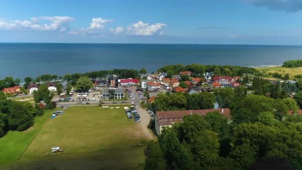 Όμορφο Τοπίο Trzesacz Piekny Krajobraz Αεροφωτογραφία Πολωνία Υψηλής Ποιότητας Πλάνα — Αρχείο Βίντεο