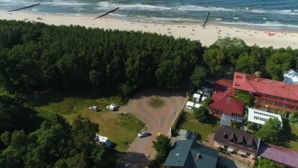 Schöne Landschaft Niechorze Piekny Krajobraz Luftaufnahme Polen Hochwertiges Filmmaterial — Stockvideo