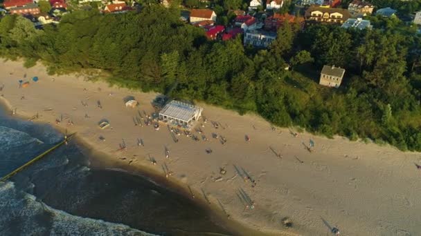 Praia Baltic Sea Rewal Plaza Morze Baltyckie Aerial View Poland — Vídeo de Stock