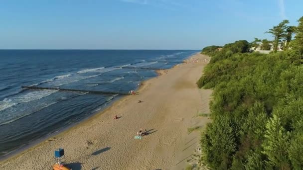 Strand Baltische Zee Rewal Plaza Morze Baltyckie Luchtfoto View Polen — Stockvideo
